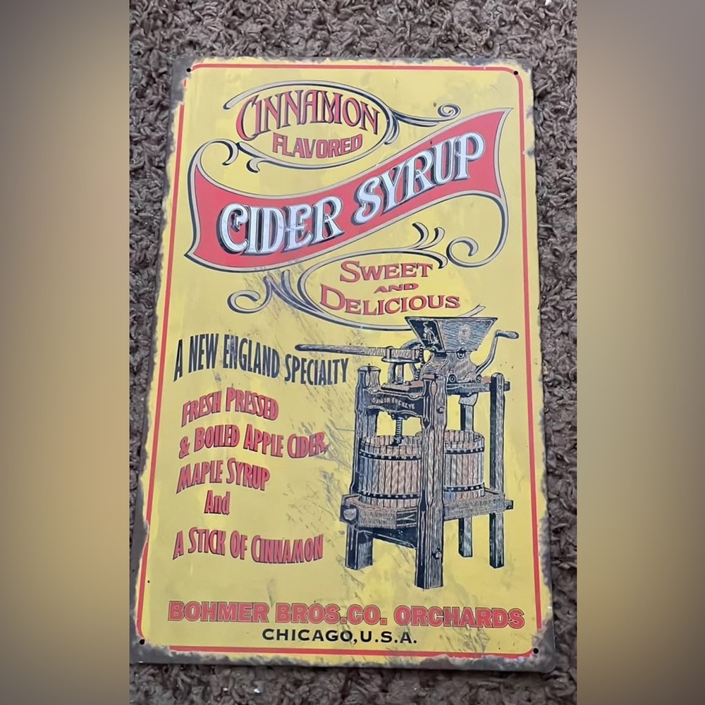 Vintage Cider Syrup Tin Sign